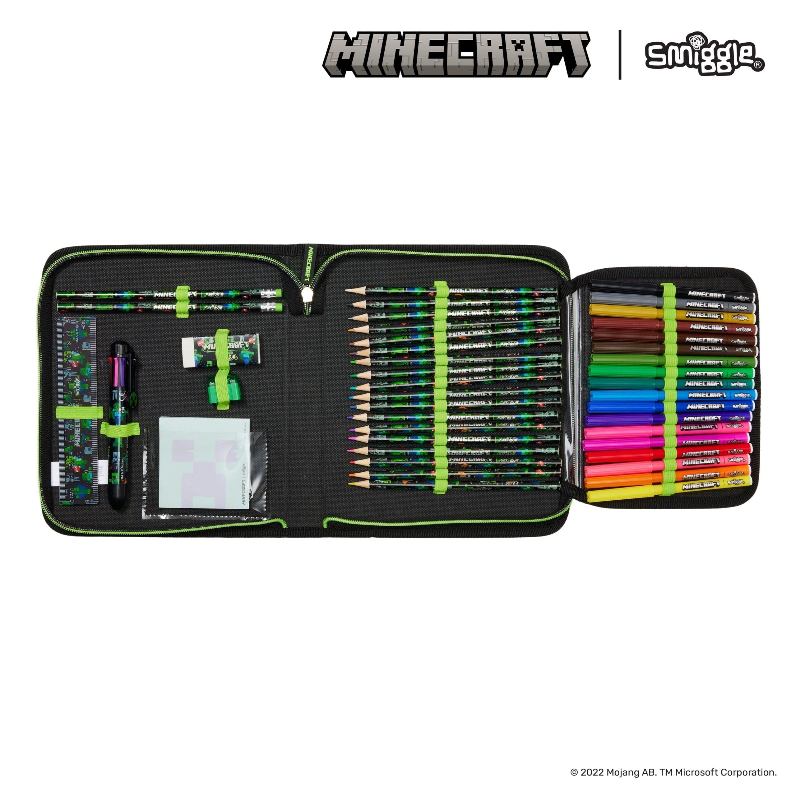 Smiggle - مجموعة قرطاسية Minecraft وصندوق أقلام