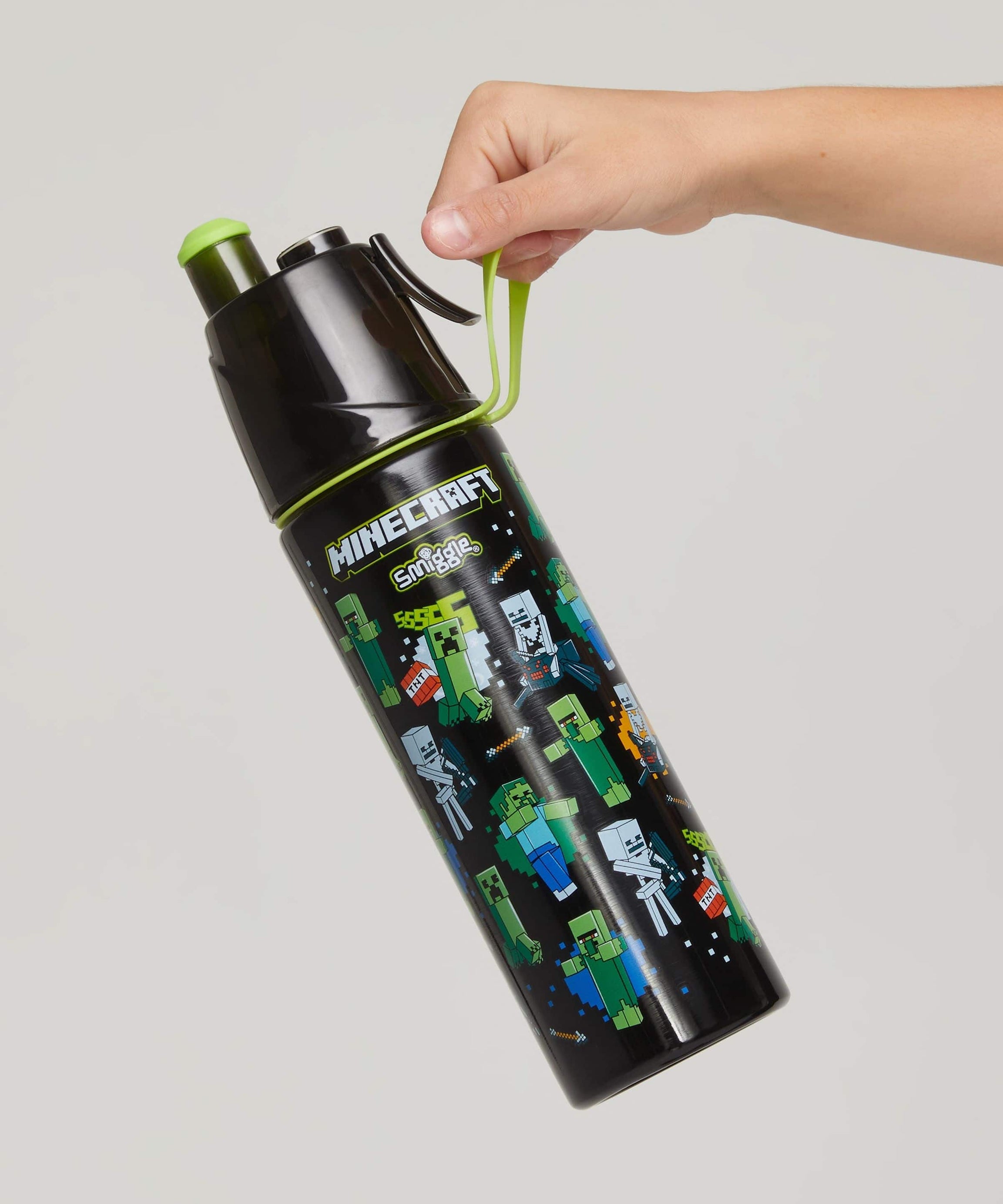 Smiggle - ماينكرافت زجاجة ماء من الفولاذ بسعة 500ML مع رشاش ماء