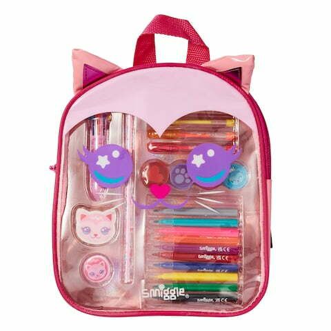 Smiggle - Miniklere Tatlı Kırmızı Kedi Boya Kalemli Sırt Çantası Seti