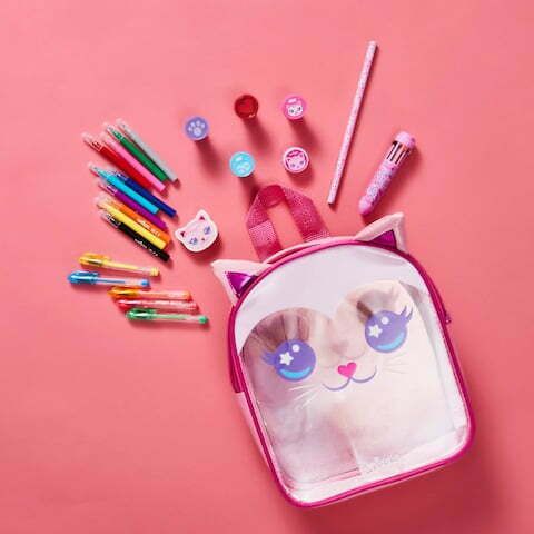 Smiggle - Miniklere Tatlı Kırmızı Kedi Boya Kalemli Sırt Çantası Seti