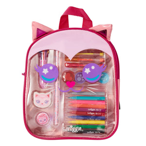 Smiggle - Miniklere Tatlı Kırmızı Kedi Boya Kalemli Sırt Çantası Seti