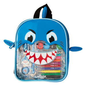 Smiggle - Miniklere Tatlı Mavi Köpekbalığı Boya Kalemli Sırt Çantası Seti