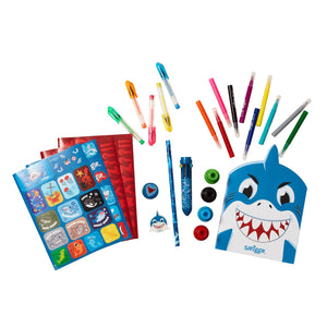 Smiggle - Miniklere Tatlı Mavi Köpekbalığı Boya Kalemli Sırt Çantası Seti