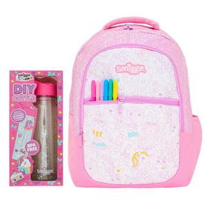 Smiggle - Okul Çanta Seti - Live Siyah Kendin Yap Çantası ve Şisesi