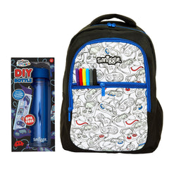 Smiggle - Okul Çanta Seti - Live Siyah Kendin Yap Çantası ve Şisesi