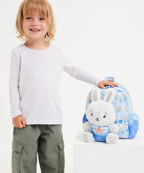 Smiggle - حقيبة ظهر مدرسية للحضانة مع لعبة قابلة للإزالة Out & About
