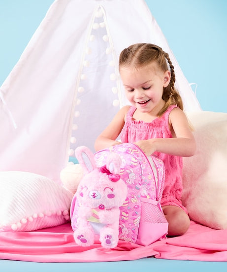 Smiggle - حقيبة ظهر مدرسية للحضانة مع لعبة قابلة للإزالة Out & About