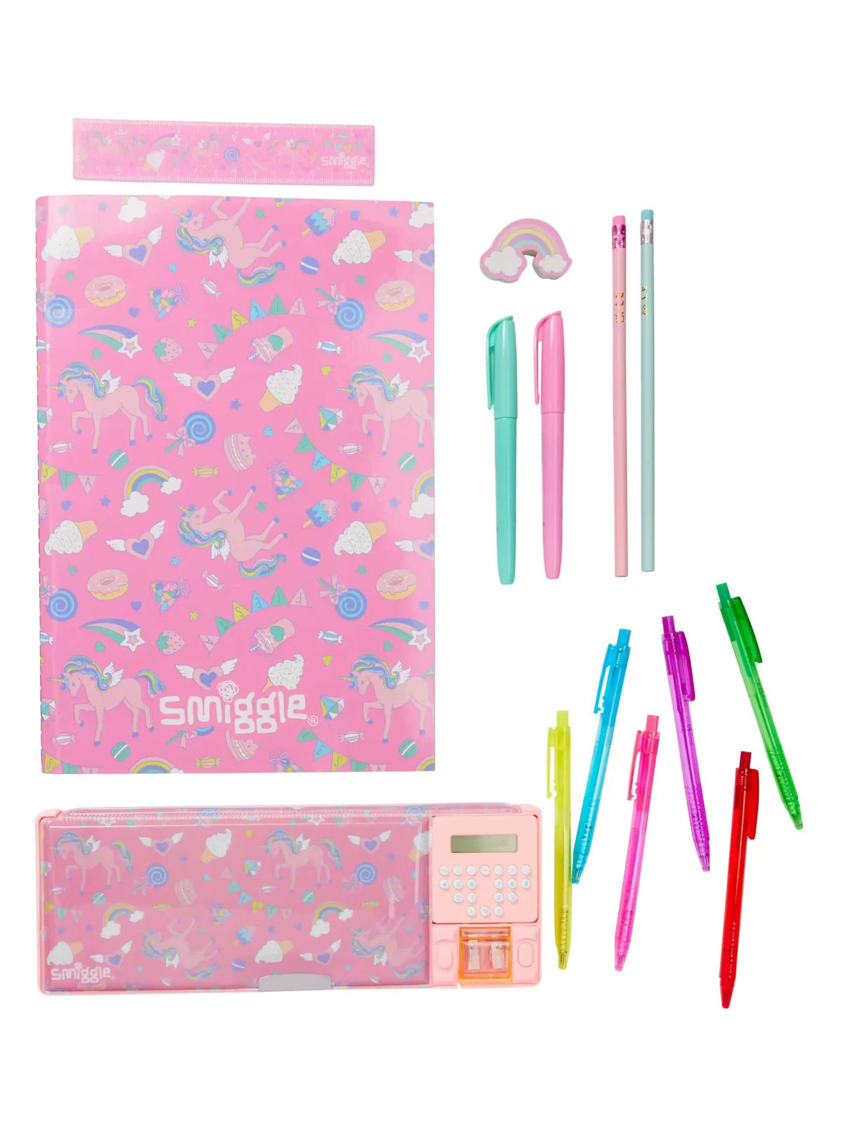 Smiggle - Pop Out Güzel Zamanlar Hesap Makineli Otomatik Kalem Kutusu ve Kırtasiye Seti