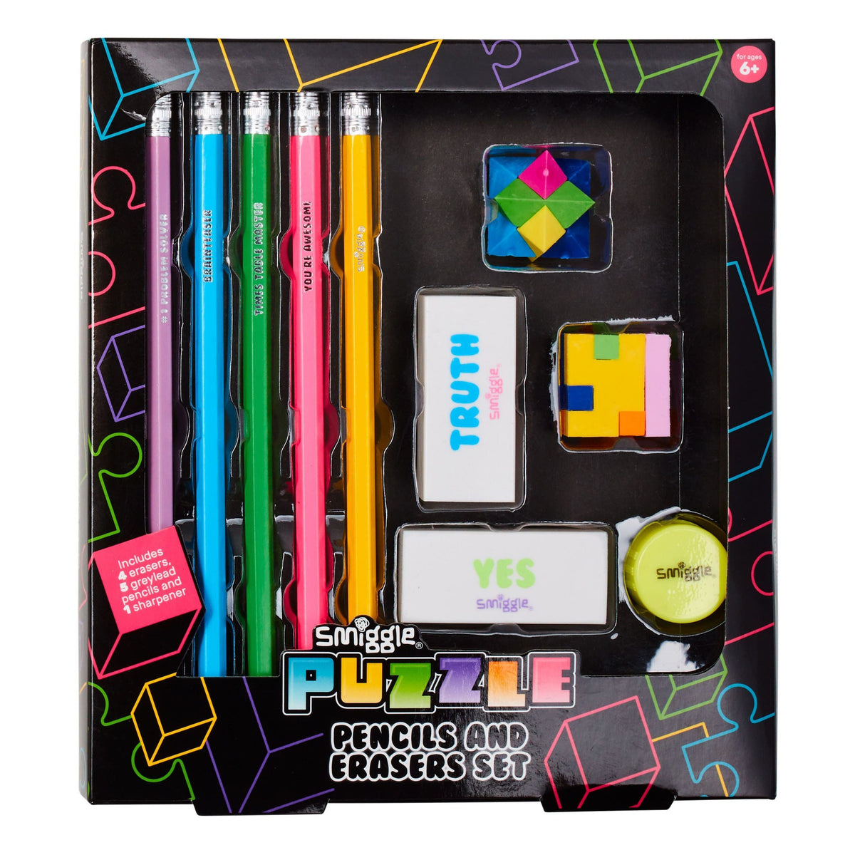 Smiggle - Puzzle Eğlenceli Kalem Ve Silgi Paketi