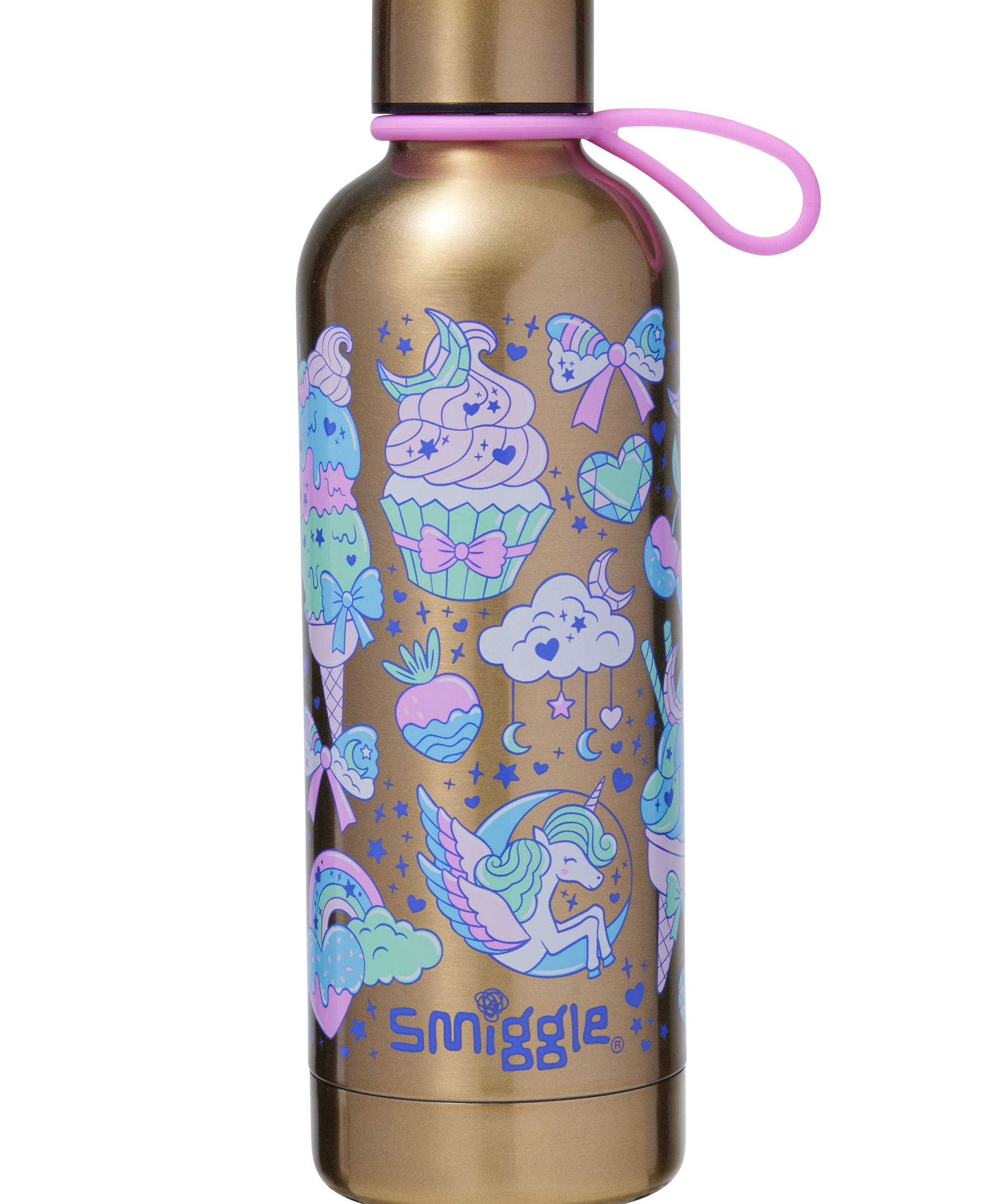 Smiggle زجاجة ماء من الفولاذ المقاوم للصدأ سعة 500 مل لامعة