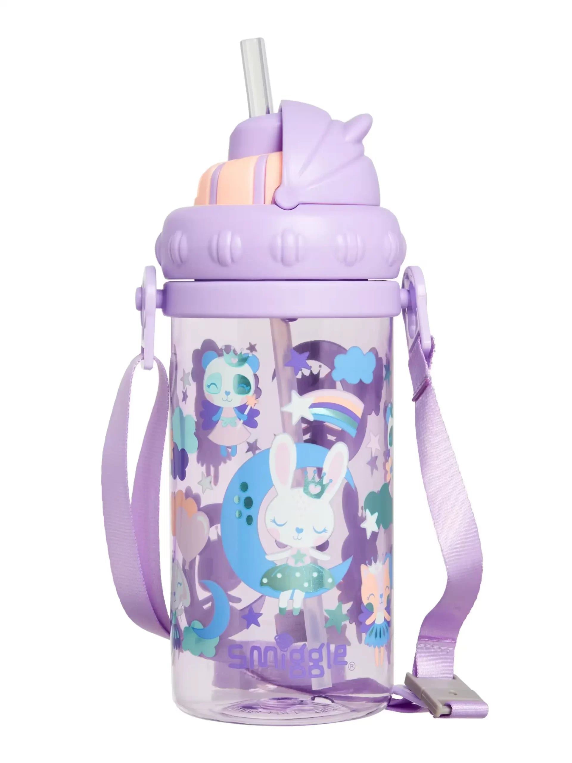 Smiggle - Round About Teeny Tiny Askılı Pipetli 400ML BPA İçermeyen Suluk