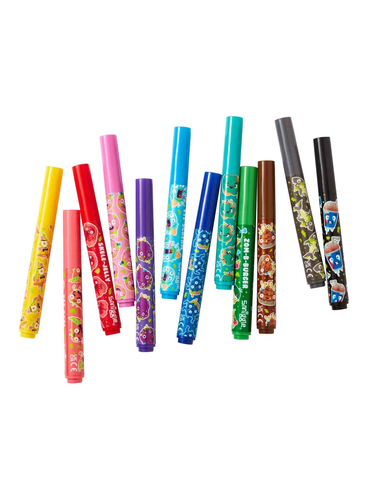 Smiggle - Snack Attackers Kokulu 12'li Fosforlu Kalem ve Kalem Kutusu Seti
