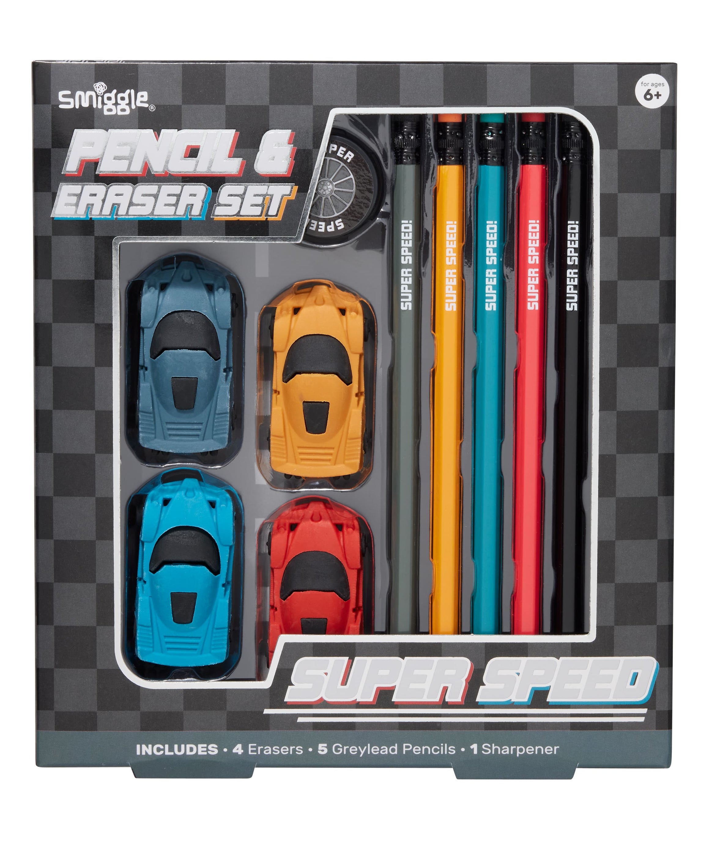 Smiggle - مجموعة قلم وممحاة سوبر ياريش