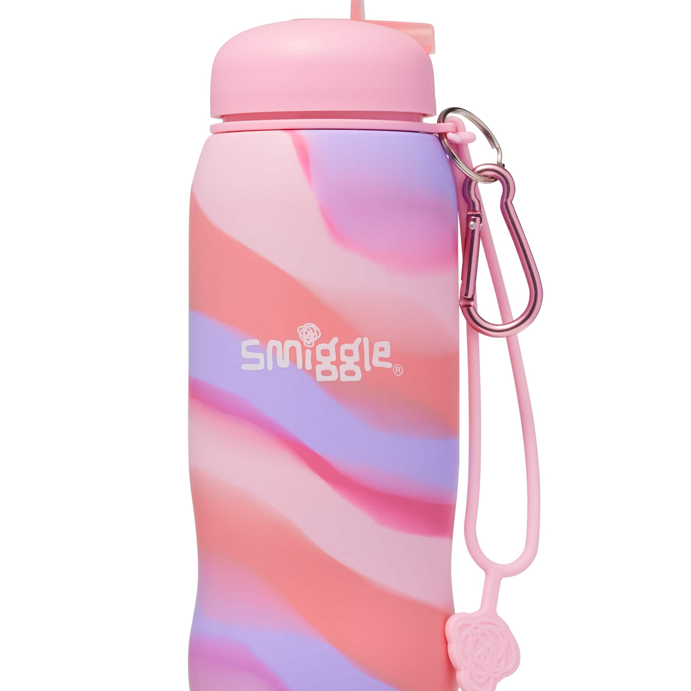 Smiggle - زجاجة ماء سيليكون قابلة للطي خالية من BPA بسعة 630ML Surreal