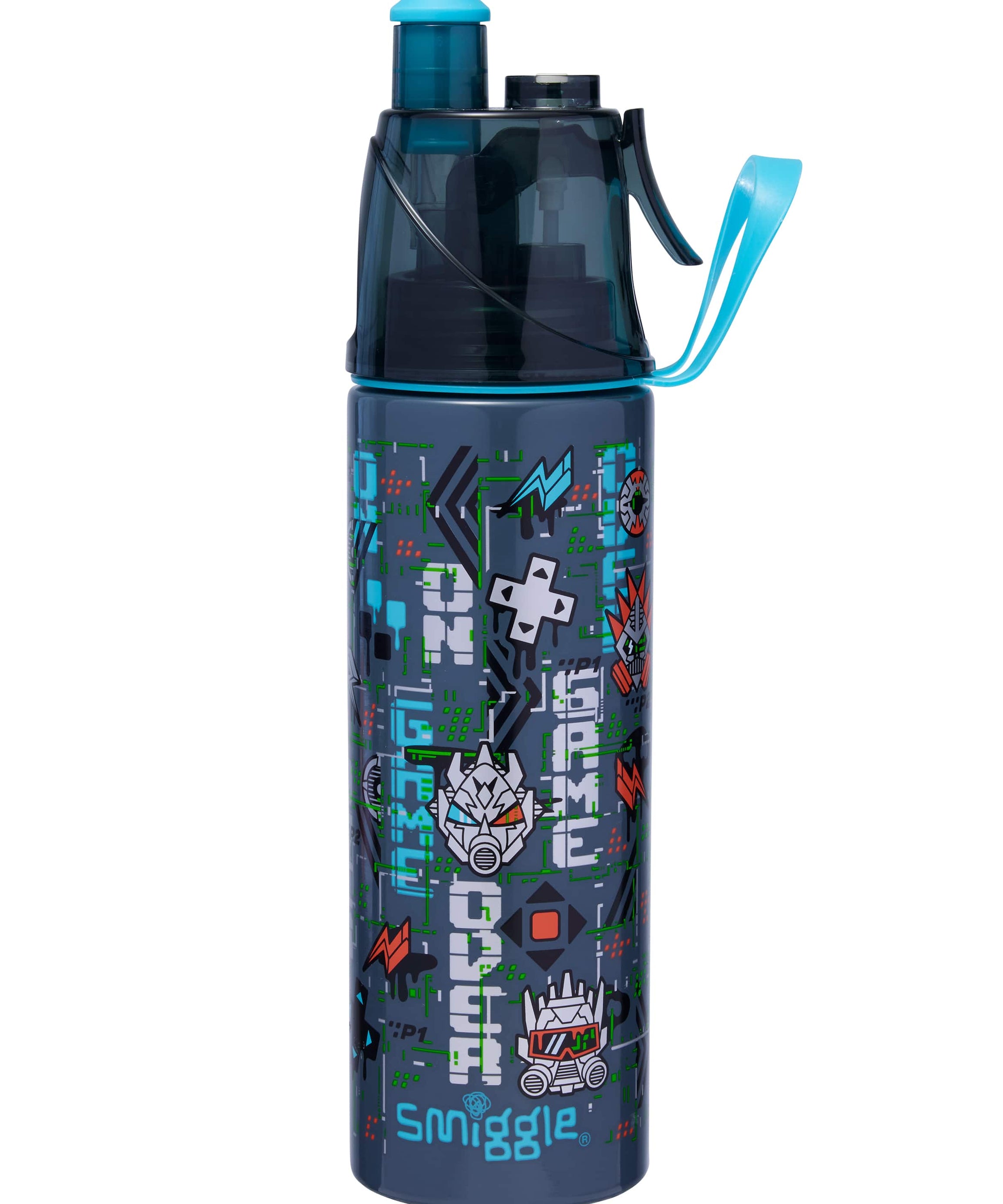 Smiggle - Trailblazer  زجاجة ماء من الفولاذ المقاوم للصدأ بسعة 500ML مع رشاش ماء