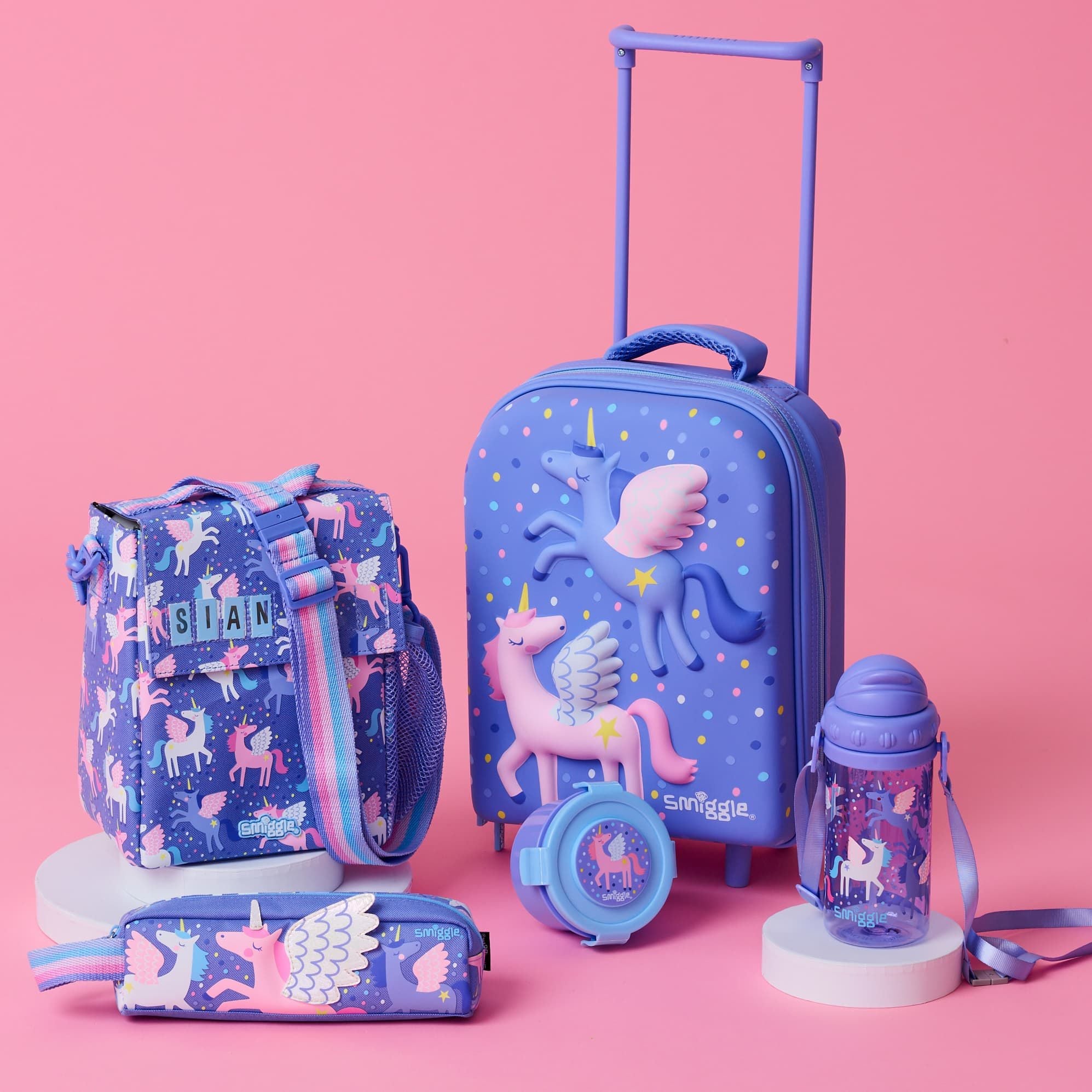 Smiggle - Up & Down Işıklı Tekerlekli Çekçekli Okul ve Seyahat Çantası