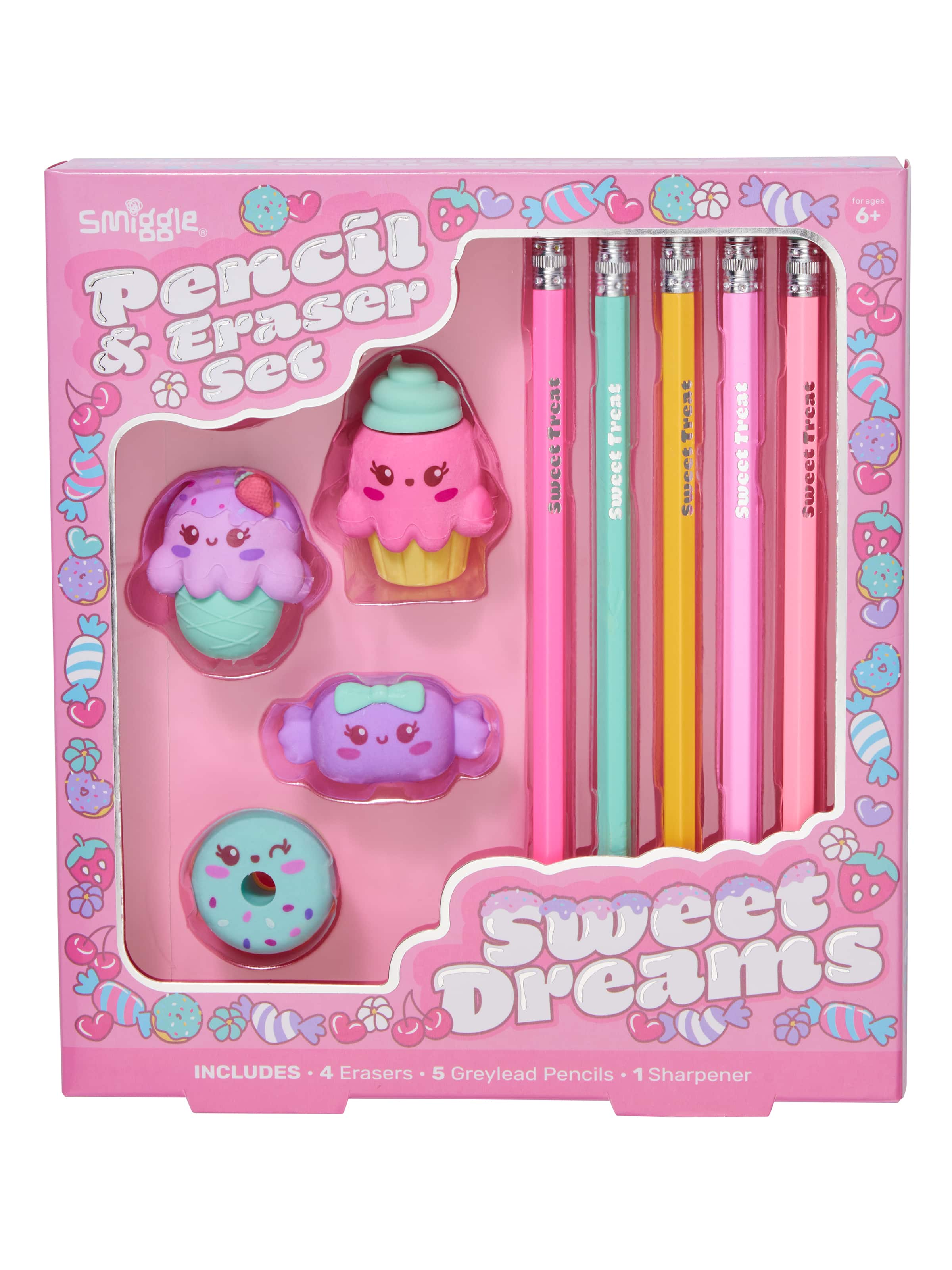 Smiggle - مجموعة علبة قلم ممحاة Vision
