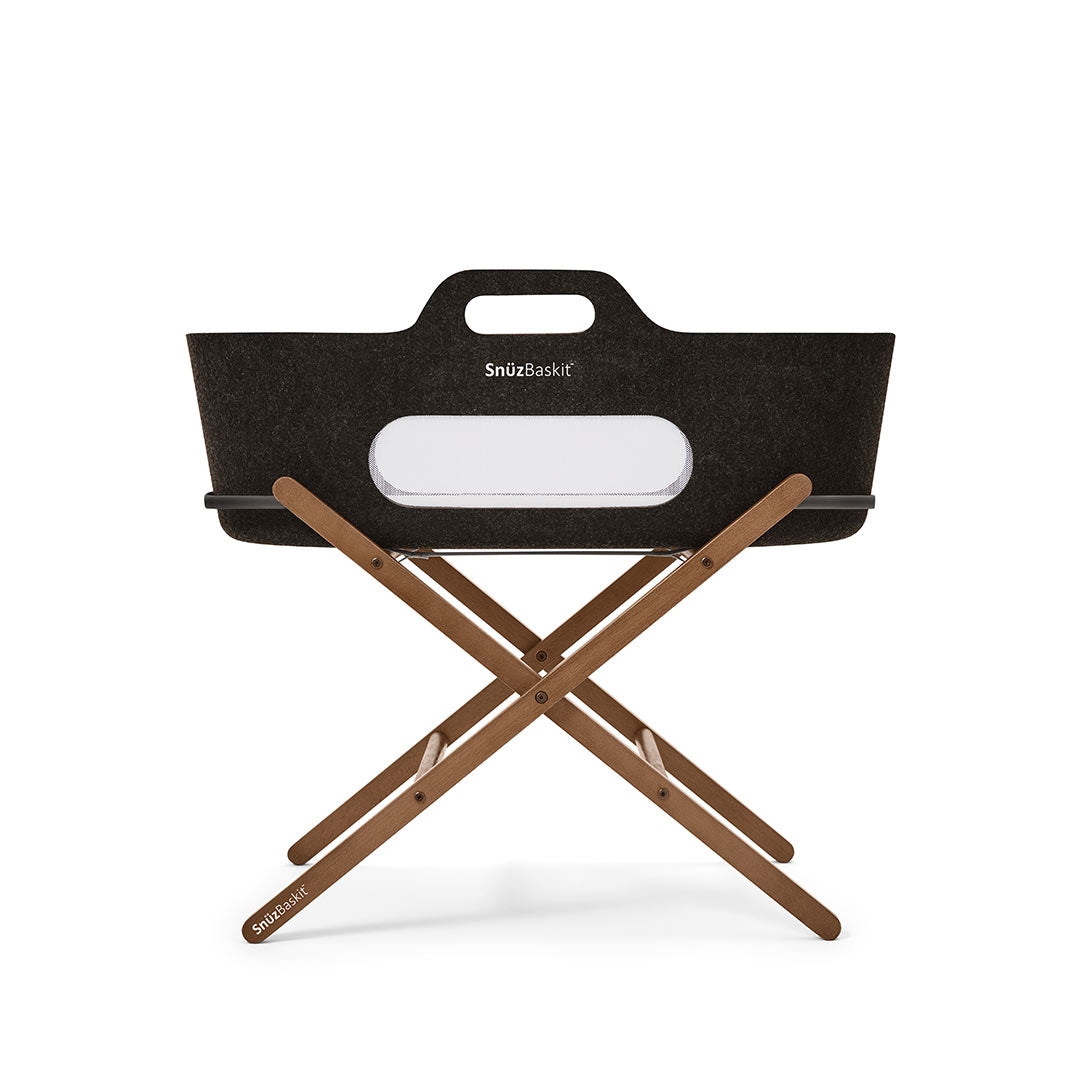 SnuzBaskit Graphite Moses Basket + Walnut Stand - Graphite / Walnut-Moses Baskets-Graphite / Walnut- | Natural Baby Shower