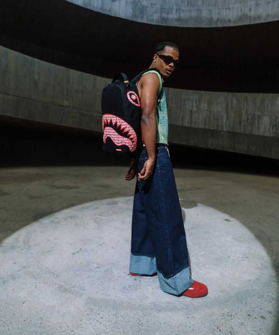 Sprayground - حقيبة ظهر قطنية Logo Mouth Core Dlx