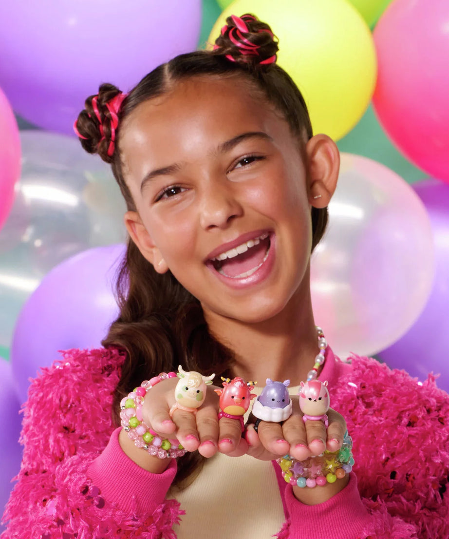 سكويشمالوز - مجموعة سكويش-أ-لونغز 14 شخصية + طقم خواتم + 4 إكسسوارات سلسلة خاصة لعبة