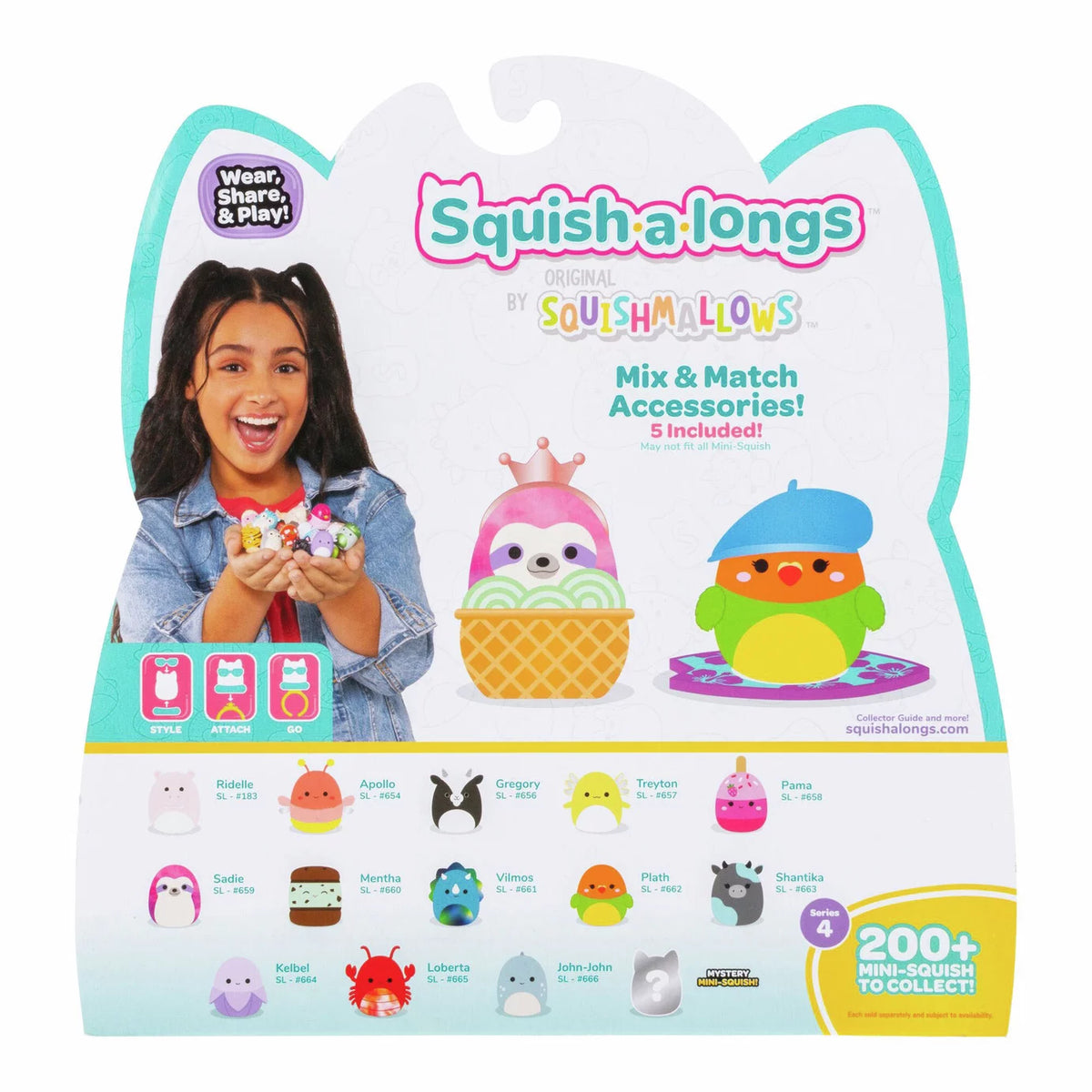 Squishmallows - Squish-a-longs 14 Figür + Yüzük Seti + 4 Aksesuar Özel Seri Oyuncak