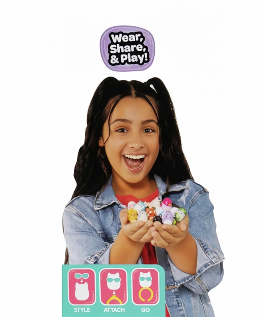 سكويشمالوز - مجموعة سكويش-أ-لونغز 14 شخصية + طقم خواتم + 4 إكسسوارات سلسلة خاصة لعبة