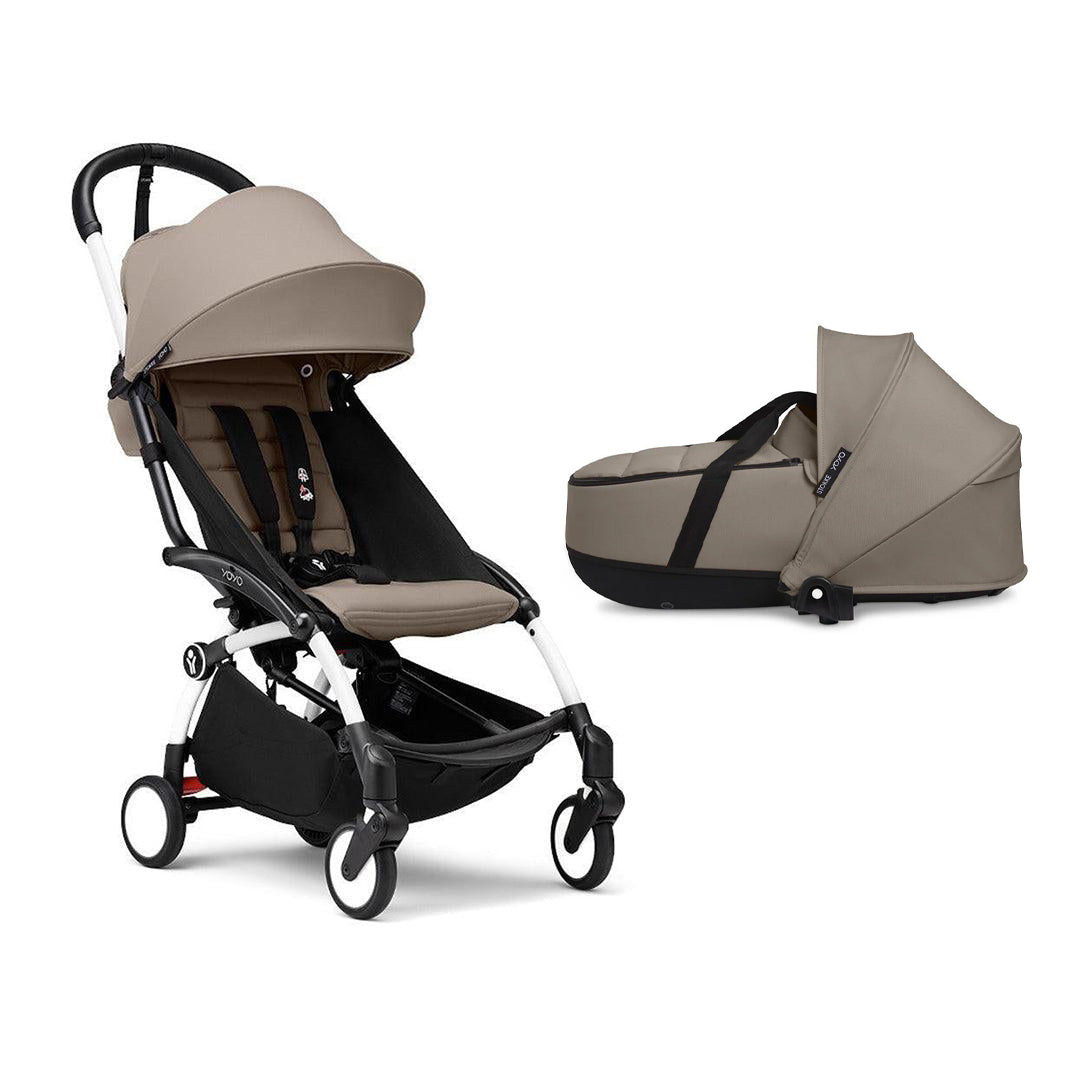 Stokke YOYO3 Newborn Shell to Toddler Bundle-Strollers-Taupe-White | Natural Baby Shower