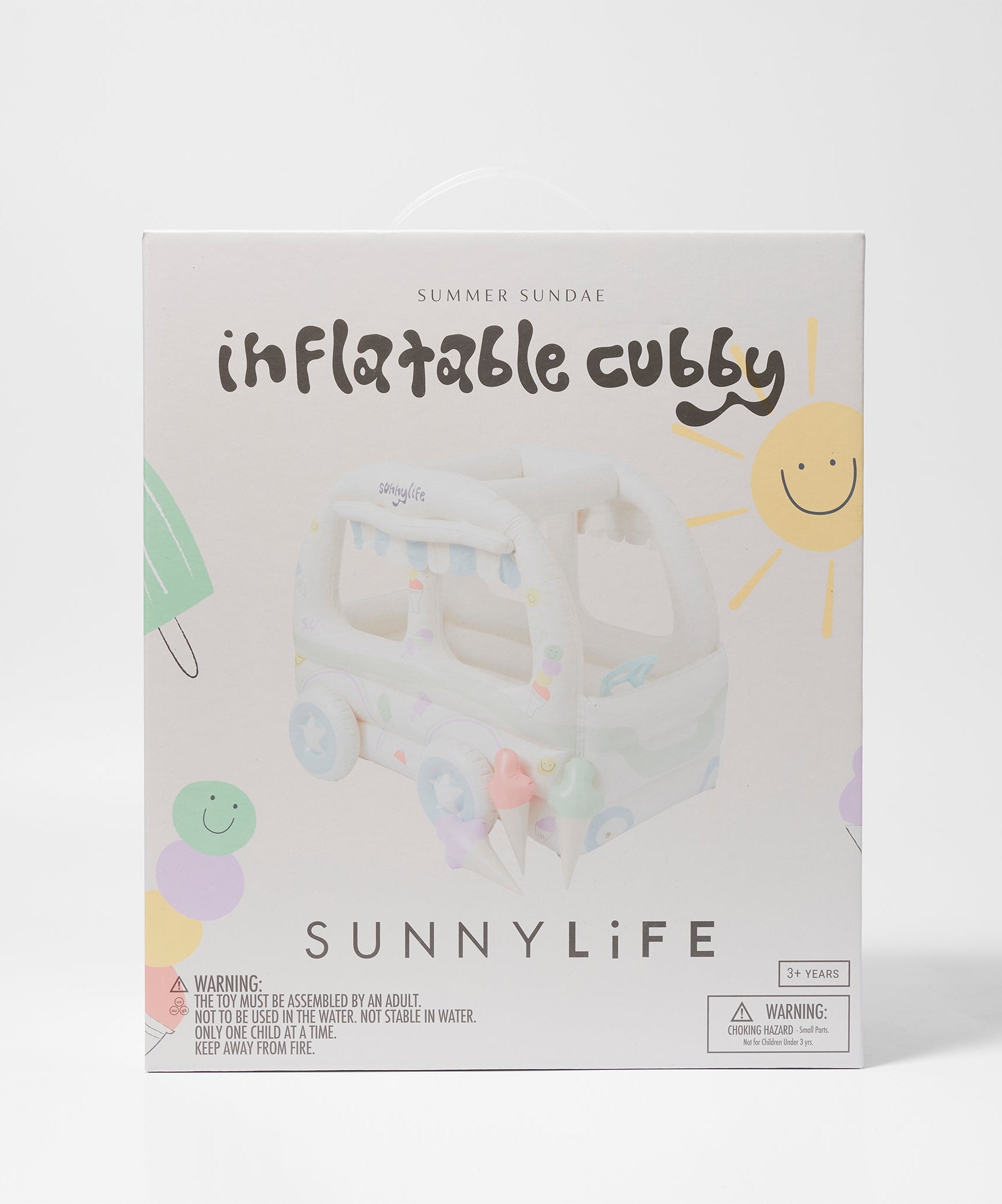 Sunnylife - مجموعة ألعاب بائع الآيس كريم القابلة للنفخ للشاطئ والحديقة للأطفال