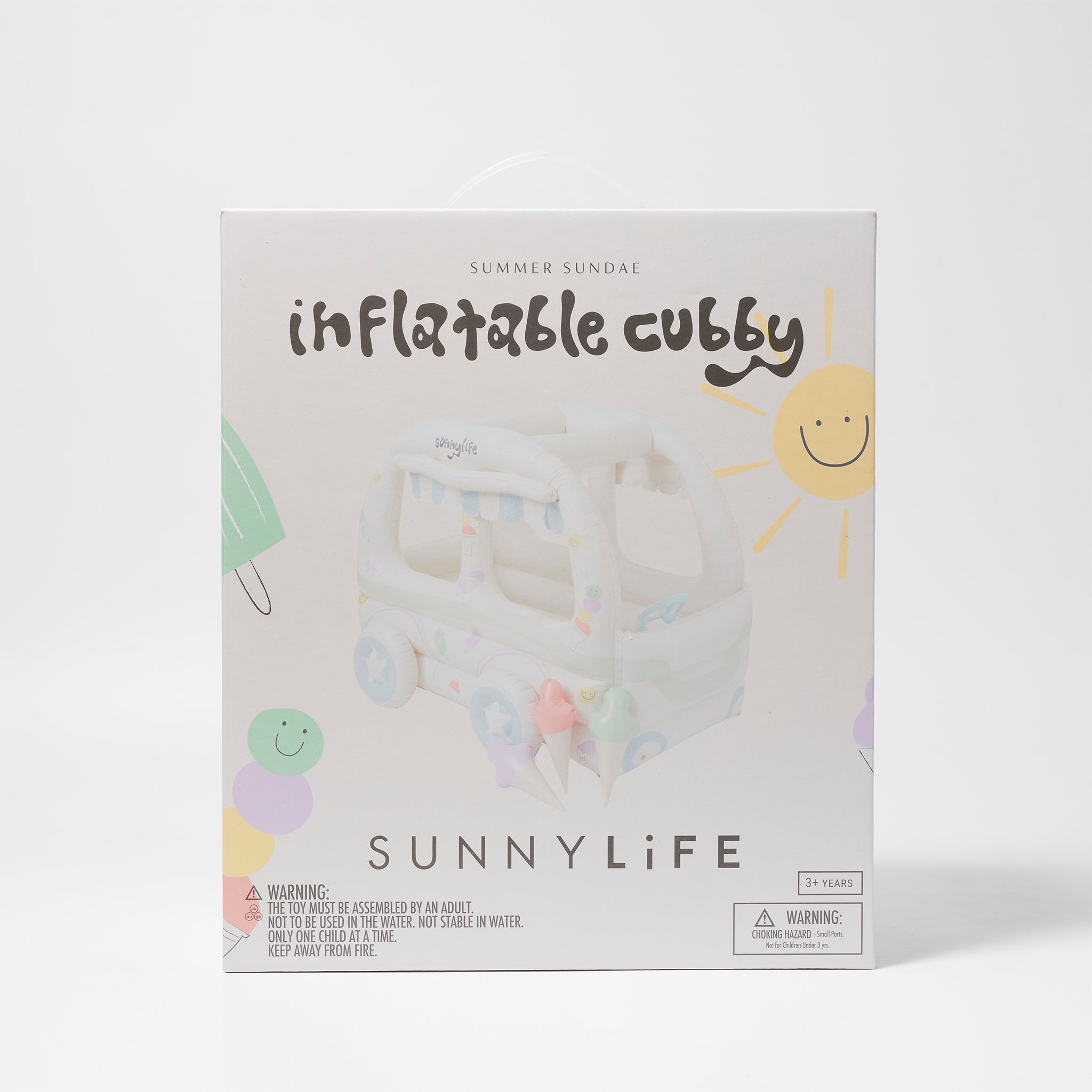 Sunnylife - مجموعة ألعاب بائع الآيس كريم القابلة للنفخ للشاطئ والحديقة للأطفال