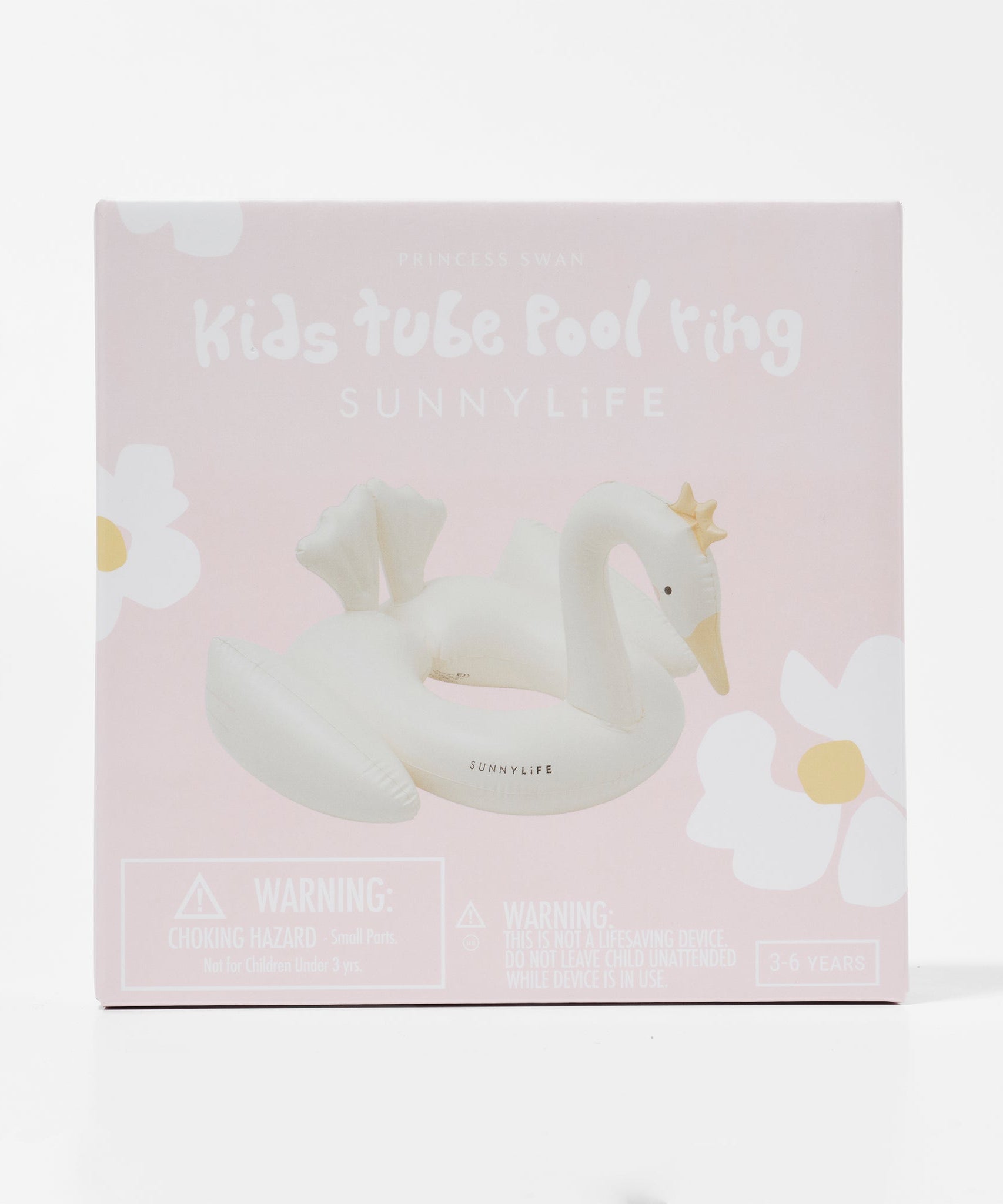 Sunnylife - طوق سباحة قابل للنفخ للأطفال على شكل بجعة الأميرة للبحر والمسبح