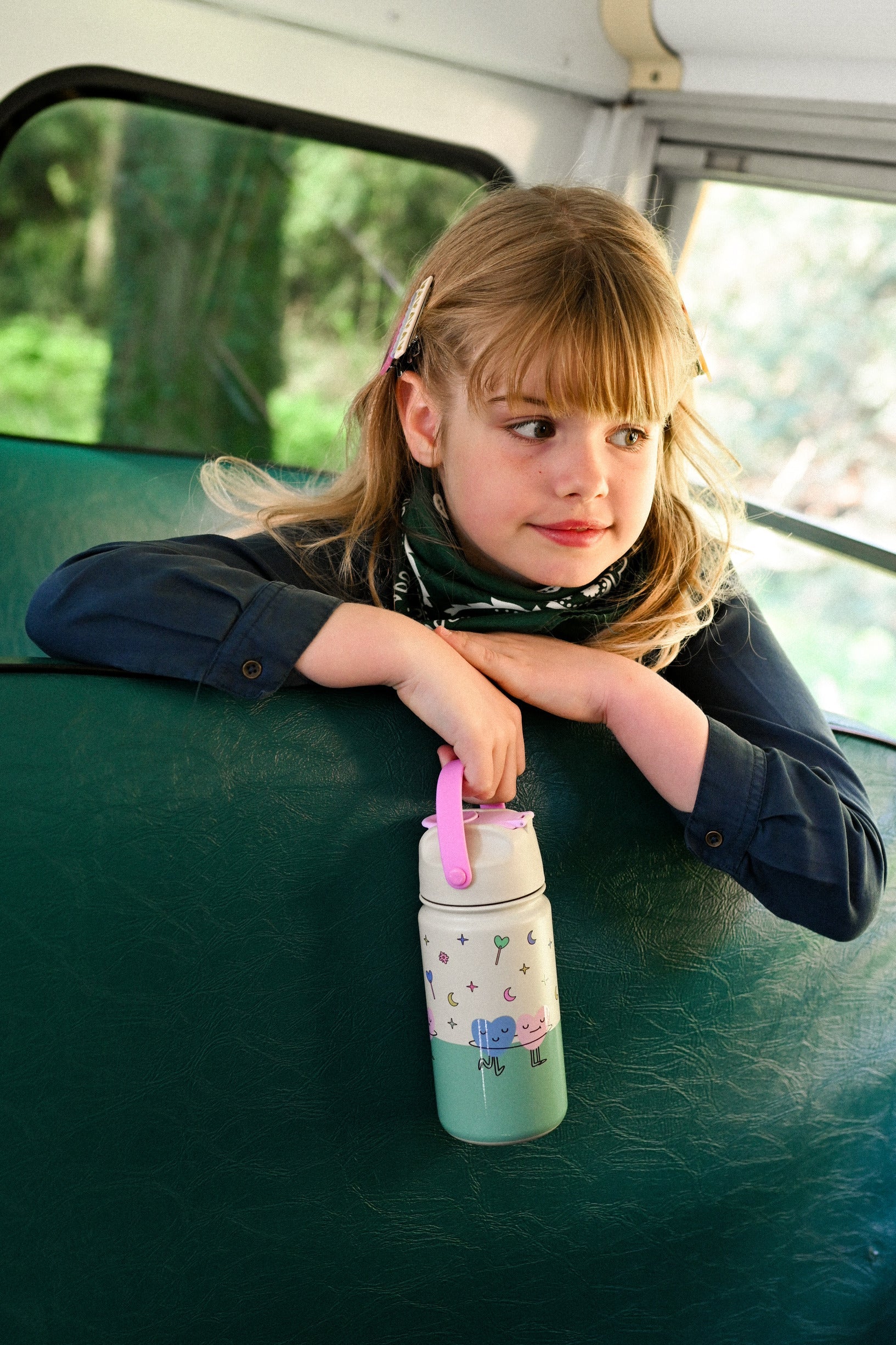 The Cotton Cloud - قلوب راقصة 420ML قارورة من الفولاذ المقاوم للصدأ مع شفاط مخفي