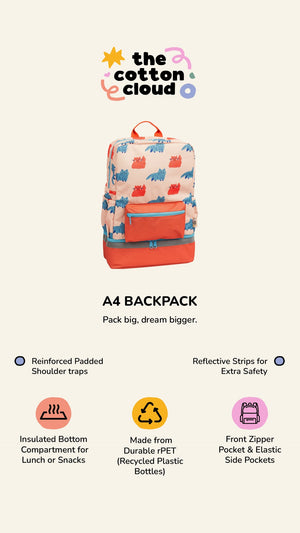 The Cotton Cloud - حقيبة ظهر مدرسية بجيب طعام بنقشة القلوب الراقصة