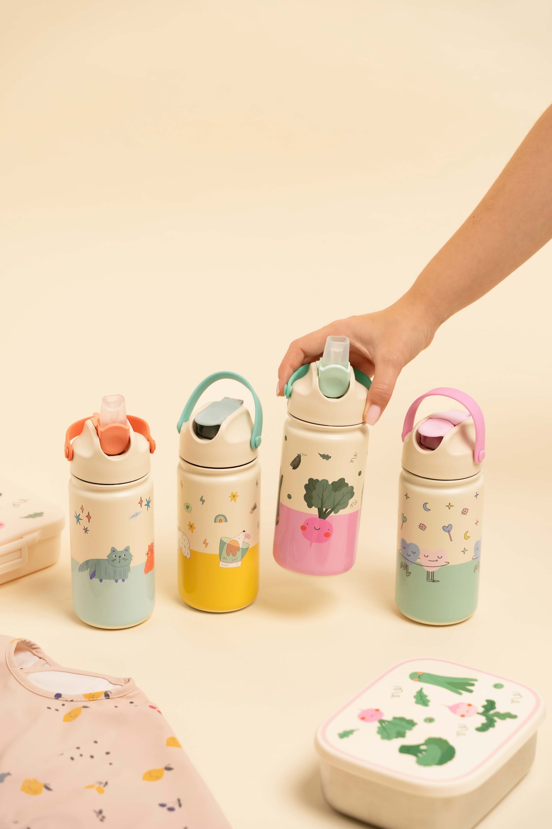 The Cotton Cloud - Meowful Cats 420ML Paslanmaz Çelik Gizli Pipetli Matara