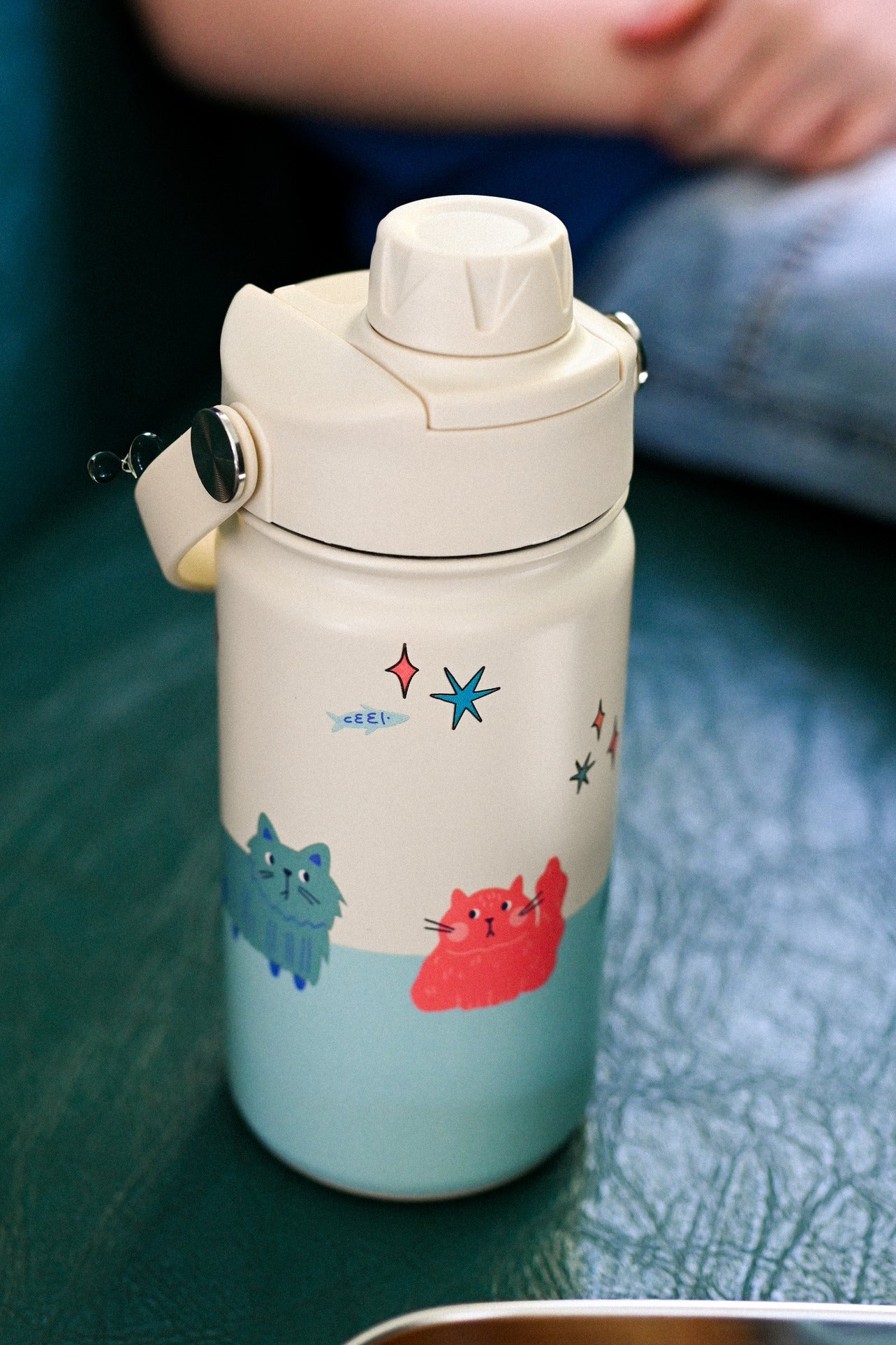 The Cotton Cloud - Meowful Cats 420ML Paslanmaz Çelik Gizli Pipetli Matara