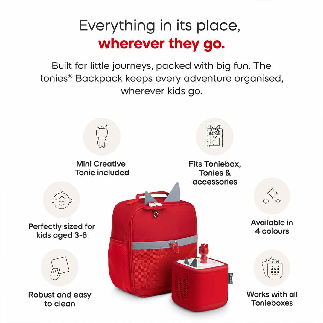 Tonies Backpack - Sunset Red-Audio Player Accessories-Sunset Red- | Natural Baby Shower