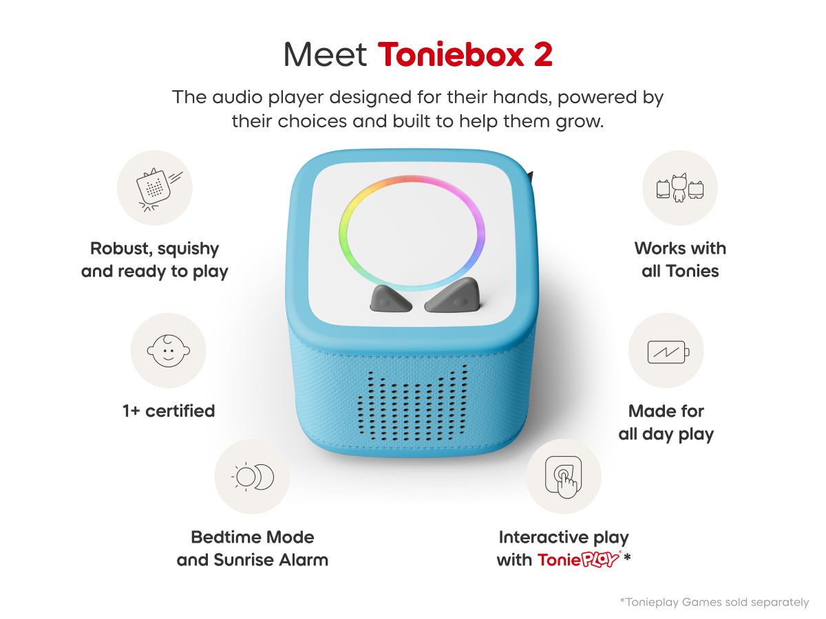 Tonies - صندوق مجموعة البداية Toniebox 2 باللون الأزرق السماوي