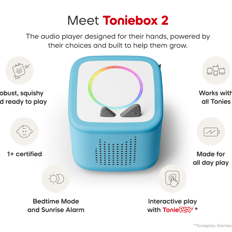 Tonies - صندوق مجموعة البداية Toniebox 2 باللون الأزرق السماوي