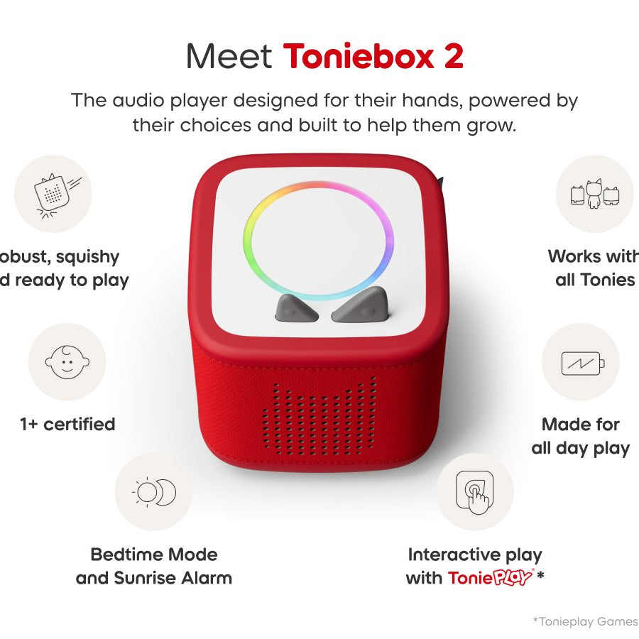 Tonies - Toniebox 2 صندوق مجموعة البداية الأحمر