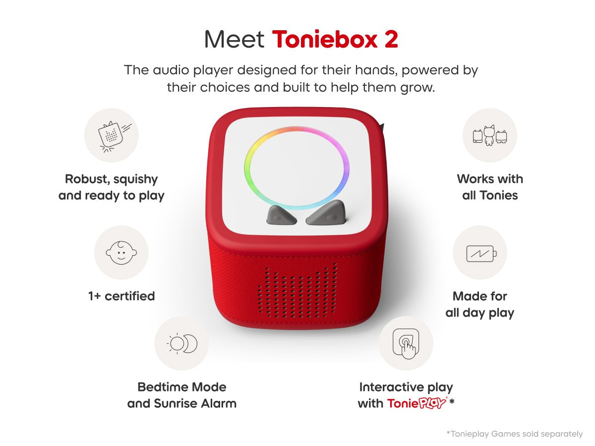 Tonies - Toniebox 2 صندوق مجموعة البداية الأحمر