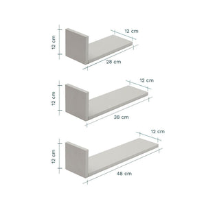 Tutti Bambini Rio Set of Three L-Shaped Wall Shelves - Dove Grey-Shelves-Dove Grey- | Natural Baby Shower
