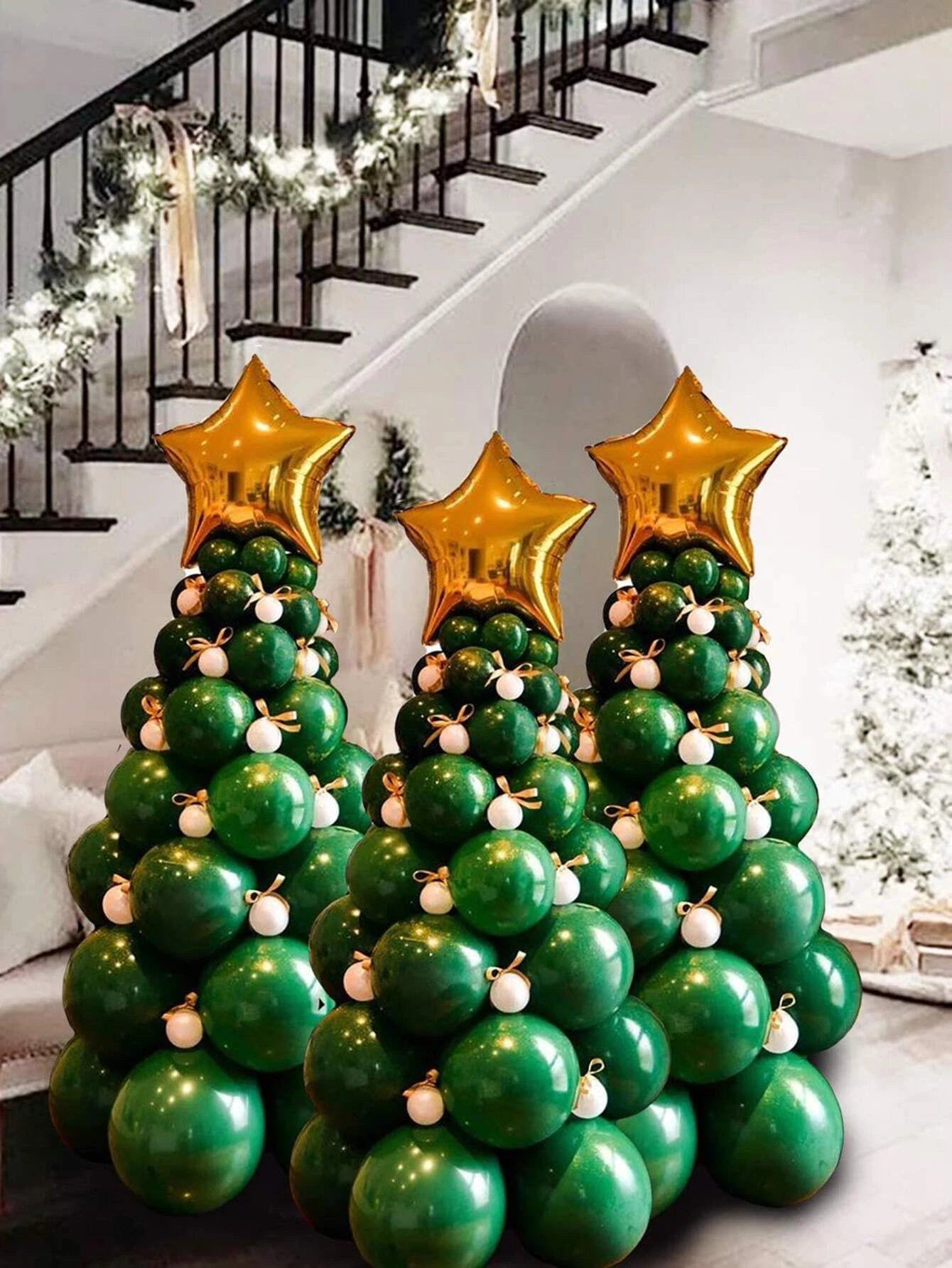 Yılbaşı - Noel 93 Parça Mega Büyük Boy Şık Çam Ağacı Temalı Yeni Yıl Dekoratif Balonu