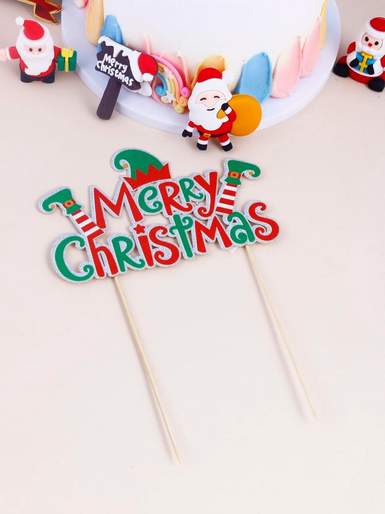 Yılbaşı - Noel Yeni Yıl Pasta Süsü Merry Christmas Topper